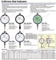 TECLOCK 針盤式量錶 精密測微千分量錶 指針式量錶 0.001mm TM1201 1202 價格請來電或留言洽詢