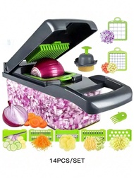 14pcs/Set Multi-Functional Vegetable Cutter, Fruit And Vegetable Slicer, Shredder, Knives (With Cont