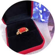 Taiwan coral ring + 10k gold