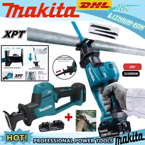 Makita DJR189 Brushless Cordless Reciprocating Saw with 18V Rechargeable Battery, Portable Power Too