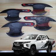 เบ้ารองมือ ถาดรองมือจับ มือเปิดประตู รุ่น 4ประตู คาร์บอน มิตซูบิชิ ไตรตัน Mitsubishi Triton 2015 -Tr