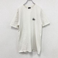 古著STUSSY短袖T卹，大號logo，白色，小號
