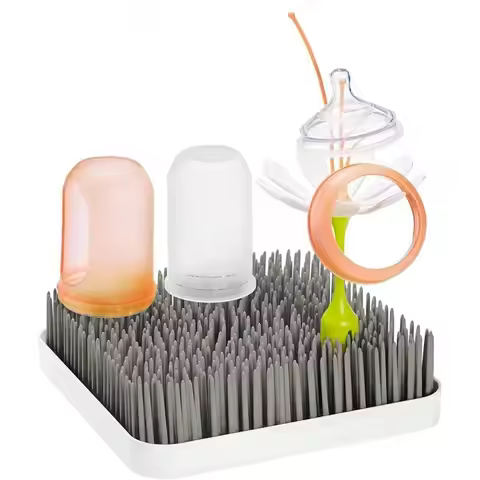 Gray Countertop Bottle Drying Rack - 9.75 x 9.88 x 3.0 inches - Compact Baby Bottle Organizer
