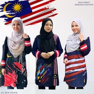 BAJU MUSLIMAH MERDEKA Jersey Muslimah Malaysia Tshirts Muslimah Jersey Microfiber Baju Muslimah Viral Sublimation Jersi Murah Plus Size Baju Muslimah Couple Set Baju Muslimah Kids