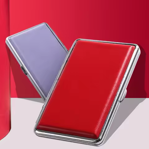 Leather Women Cigarette Case Box Tobacco Case Fine Cigarettes Case Holder Box Cigarettes Storage Con