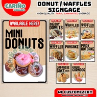 Laminated - Mini Donuts Signages | Messy Donuts Signage | Waffles Signage | Pancake Signage