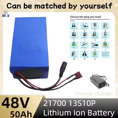 48V 50Ah 21700 13S10P Lithium Ion Battery Pack 2500W Power Tool Batteries Outdoor Backup Batteries W