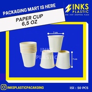 PUTIH Glass HOT PAPER CUP Plain White 6.5 OZ (50Pcs)