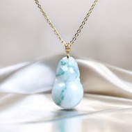 飄藍花翡翠葫蘆吊飾 18K金鑲嵌墜頭 | 天然緬甸玉翡翠A貨 |送禮