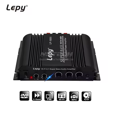 LP-168S Digital Stereo Power Amplifier Audio 2.1 Channel 2x 40W 68W RMS Output Super Bass Hi-Fi USB 