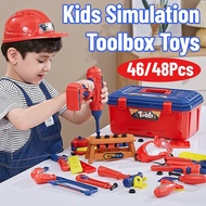 46/48Pcs Kids Simulation Toolbox Toys Electric Screwdriver Drill Pretend Play Assembly Toy Education