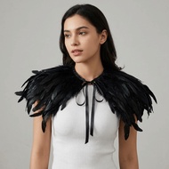 DELAHOZ Feather Shawl, Adjustable Luxury Feather Shrug Shawl, Fashion Punk Retro Neck Wrap Shoulder 