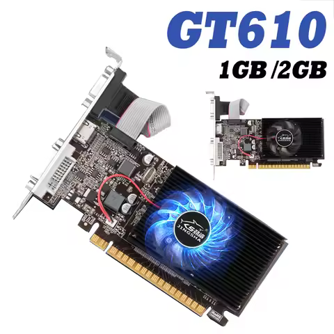 GT610 Video Card 1/2GB PCIE X16 2.0 NVIDIA GeForce GT 610 DDR3 Graphics Card VGA HD DVI 64Bit 1800MH