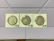 （十角形伍圓一套）香港硬幣英女王伊利沙伯 1976，1978 & 1979 年五元 Government of Hong Kong Queen Elizabeth ll 1976，1978 & 197
