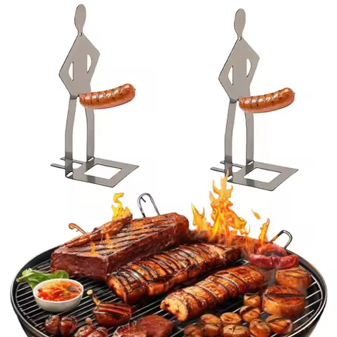 Stainless Steel BBQ Sausage Holder Novelty Party Camping Gifts Funny Sausage Roaster Reusable Hot Do