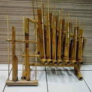 Angklung Premium 1 Oktaf 8 Nada Bambu Putih / Set Angklung Bambu Merdu