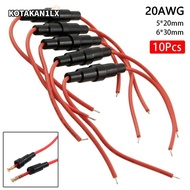 KOTAKAN1LX 1/10Pcs Fuse Casing, Screw Type 5X20mm 250V Glass Fuse Holder,  with 20AWG Wire Cable 5*2