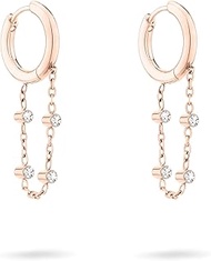 Hoop Earrings with Glass Stone TJ-0570-E-25 IP Rose Gold, 2,5 cm, Stainless Steel, Glass