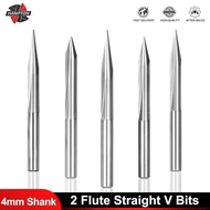 4mm Shank 2 Flute Straight V Bits 15/20/25/30 Degrees V Shape Engraving Bits Tip 0.3-1.0mm CNC Carvi