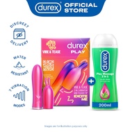 Durex Play 2in1 Vibrator Toy &amp; Teaser Tip &amp; 2in1 Aloe Vera Massage Lube 200ml Bundle | For Woman