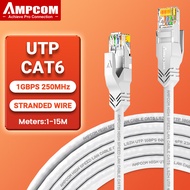 Ampcom Cat6 cáp mạng RJ45 cáp LAN (24AWG) UTP Cat6 RJ45 cáp mạng nối cáp dây cho Bộ định tuyến Modem
