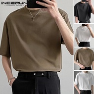 INCERUN muslim Pria T Shirt Streetwear Lengan Pendek Solid Tee Tops