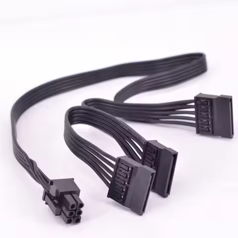 6Pin Male 1 to 3 SATA 15Pin Power Supply Splitter Extension Cable 15P Power Port Multiplier for Seas