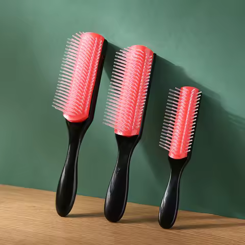 9-Rows Detangling Hair Brush Denman Detangler Hairbrush Scalp Massager Straight Curly Wet Removable 