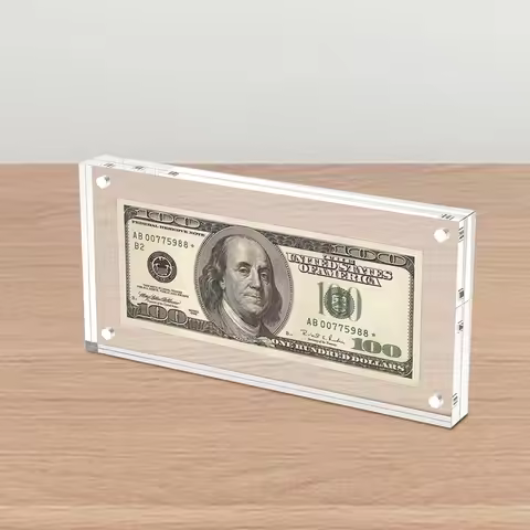 Dollar Bill Frame Acrylic Dollar Bill Holder Double Sided Transparent Currency Display Frame for Col