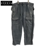 EVISU [EVISUKURO] Black Garment Dye Logo Print Side Zip Sweatpants XL [Used]
