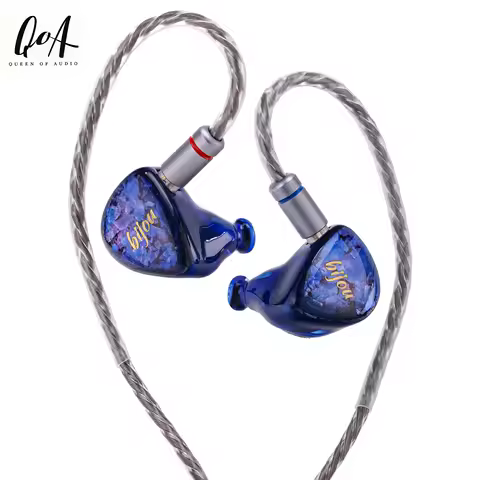 QOA Bijou HiFi IEM 1DD 1BA Bone Conduction Hybrid Wired Earphone Resin Shell OCC Silver Plated Cable