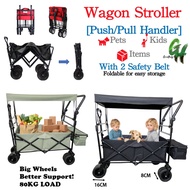⭐ NEW WAGON STROLLER ⭐ Seat Belt Basket Shade Cat Dog Large Foldable Trolley Carrier Children Baby