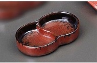 Set of 3, Divided Condiment Dish, Persimmon Shibutsu, 2-Piece Plate, 5.3 x 3.3 inches (134 x 85 mm),