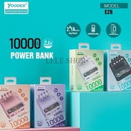 แบตสำรอง powerbank 10000mah พลังงานจ่ายไฟ 2.1A  YOODEX รุ่น E26 มีใบรับรองแบตเตอรี่  มีสายเคเบิ้ลในต