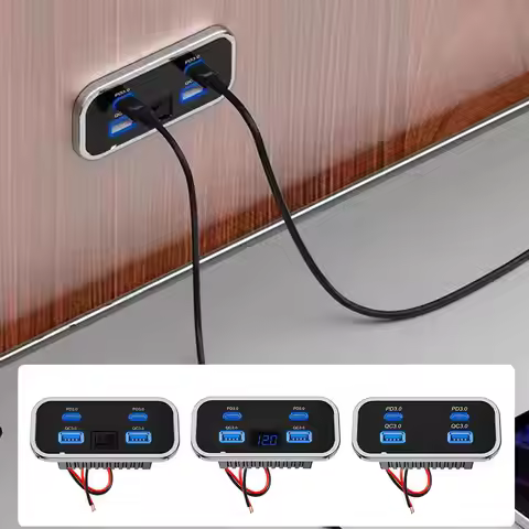 RV Car Charger Camper Dual USB Type-C 4 Ports Charge Socket For RV Motorhome Camping Bus Marine 24V