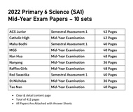 2022 Primary 6 SA1(Mid-Year) & Preliminary (Year-End ) P6 PSLE Exam Paper (PACKED INTO A4 Folders)