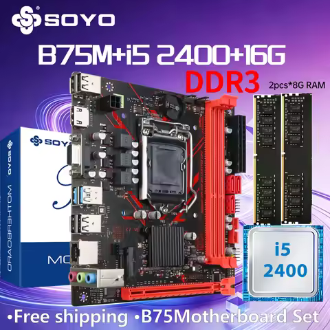 SOYO B75M DDR3 AX Motherboard I5 2400CPU 16G RAM=8G*2 Intel LGA1155 Kit xeon Computer com Game Mainb