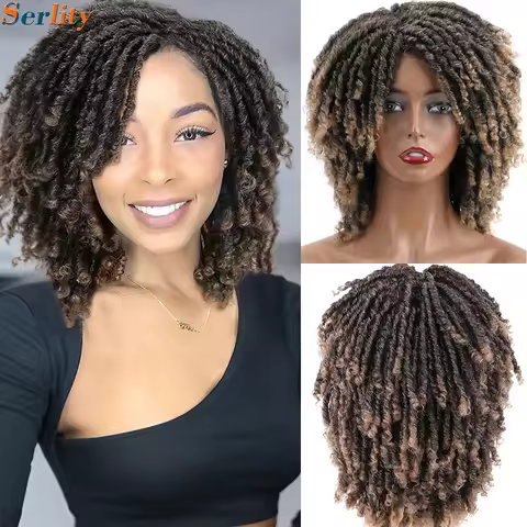 Ombre Dreadlock Wigs T1B 27 30 350 613 Grey Purple Colors Short Synthetic Curly Afro Braided Wigs Fa