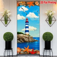 1pc, 2d flat printing Decoration Banner 70.9x 35.4in party banner Seaside Lighthouse View Polyester,