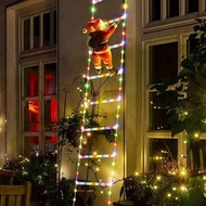 3m/9.84ft Christmas Decoration Ladder Lights, Including Santa Claus Doll, USB Powered, 8 Lighting Mo