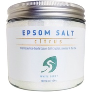 White Egret Epsom Salt, Relaxing Bath Salt/ Bath Soak, Home Spa, Citrus /Lavender /Eucalyptus Essential Oil, 16oz (454g)