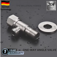 Best Seller SUS 304 Stainless Steel Quarter Turn Angle Valve 1/2 Inch One Way Valve for Bidet, Shower Head, Faucet. Premium Quality 1-way Angle Valve.