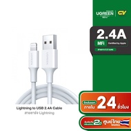 UGREEN สายชาร์จเร็ว Lightning to USB 2.0 MFi Certified Lightning to USB 2.0 Charging 2.4A รุ่น US155