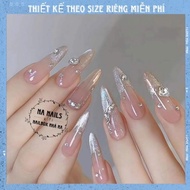 (NANAILS SUPER PRODUCT) - Foot Nailbox with cat eye design, opaque pink rhinestones and royal stones