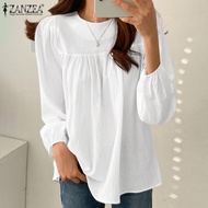 ZANZEA Women Vintage Long Sleeve Square Neck Shirt Tee Cocktail Party Tops Tunic Solid Blouse #8
