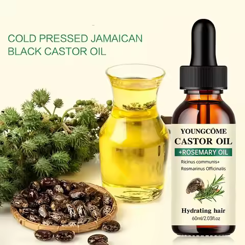 Mix Castor Oil and Rosemary Oil for Hair Growth Enhances hair thickness and Shine, Reduce Hair Loss 