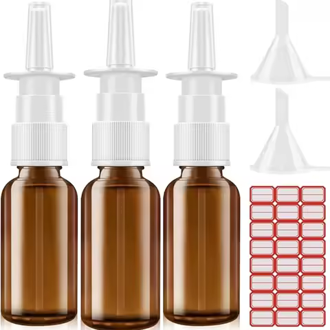 1pcs 5ml-100ml Empty Refillable Amber Glass Nasal Sprayers Vial Bottle Jar Pump Clean Spray Storage 