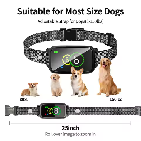 Smart Bark Stopper with Color Screen 7-Level Adjustable Strength Dog Training Collar for Pets