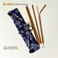 4 in 1 Reusable metal Straw Set--4 in 1 stainless steel Straw with pouch by humble