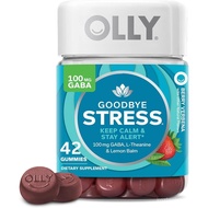 OLLY Goodbye Stress Gummy, GABA, , Lemon Balm, Stress Relief Supplement, Berry - 42 Count